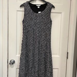 Christopher & Banks Sleeveless Leopard Print Dress Black Tiered Ruffled Midi NWT